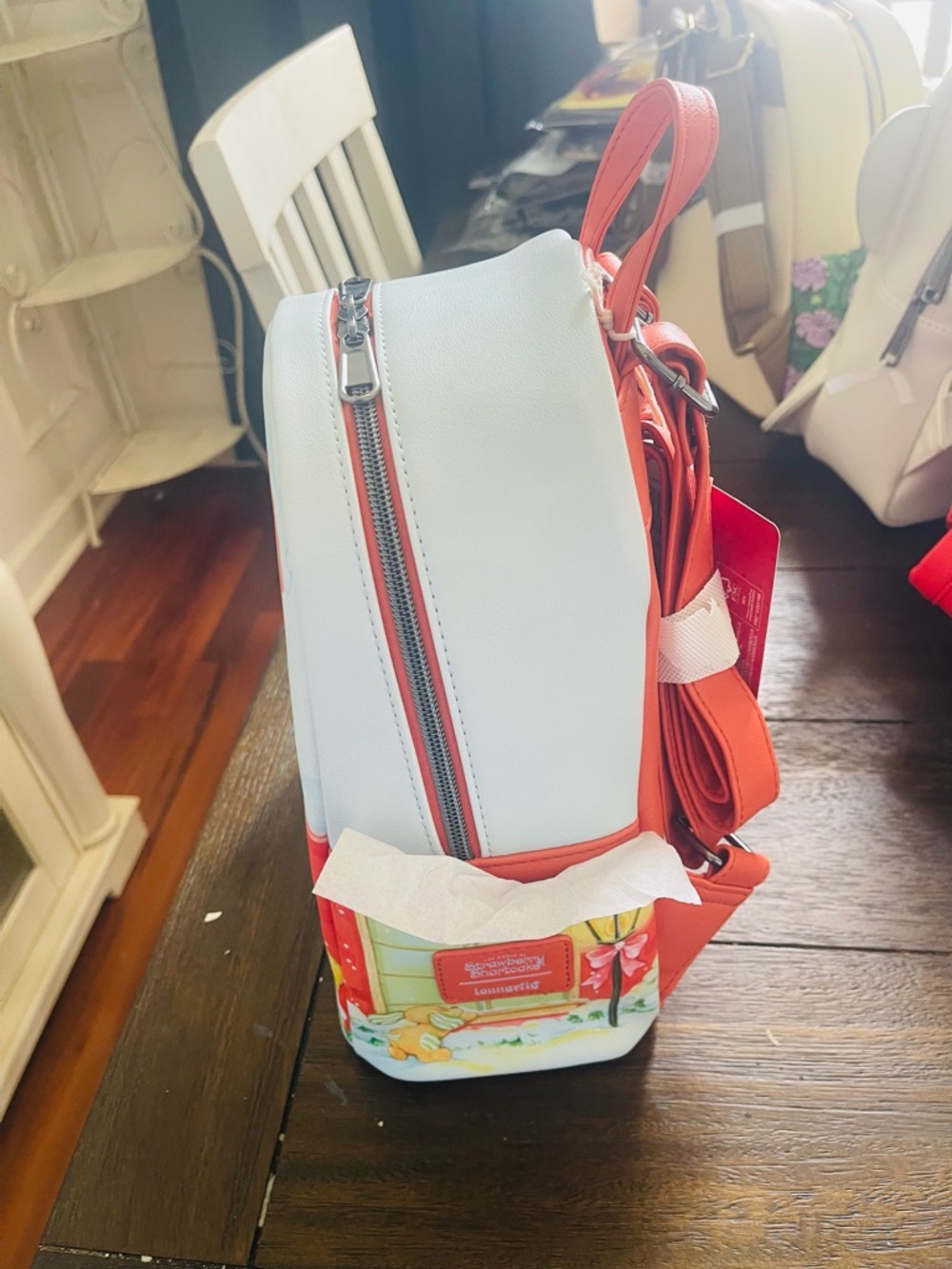 NWT Loungefly Strawberry Shortcake Illustrated Mini Backpack - Pastel Blue & Red - Picture 2 of 4